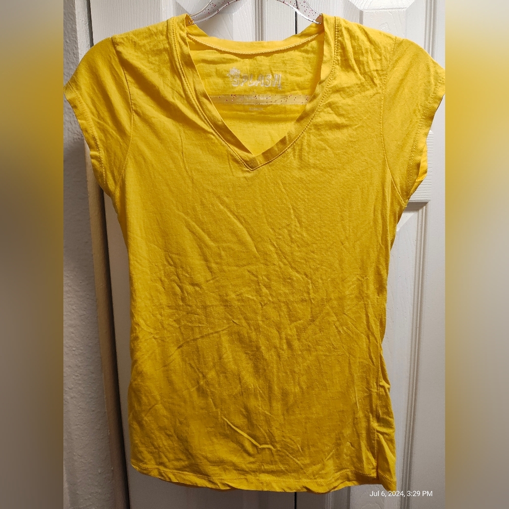 Splash v-neck t-shirt fitted yellow